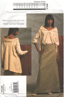 Vogue 1038 Donna Karan Loose Fitting Shirt and Floor Length Skirt, Uncut, F/Folded, Sewing Pattern Size 6-12