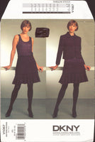 Vogue 1067 DKNY Lined Jacket and Flounced Hem Skirt, Uncut, F/Folded, Sewing Pattern Size 6-12