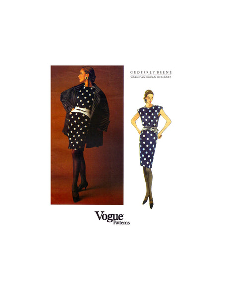 Vogue 1072 Geoffrey Beene A-Line Coat and Cap Sleeved Dress, Uncut, F/Folded, Sewing Pattern Size 6-10