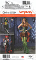 Simplicity 1091 Women's Comic Book Villain Cosplay and Halloween Costumes, Uncut, Factory Folded Sewing Pattern Size 14-22