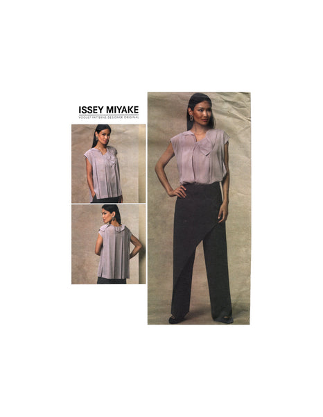 Vogue 1142 Issey Miyake Pleated Top and Fitted Pants, Neatly Cut, Sewing Pattern Size (see description)