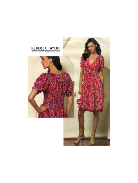 2000s Sewing Pattern: Vogue 1152 Rebecca Taylor Front Inset Dress with Princess Seams, Uncut, Factory Folded, Size 8-14
