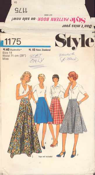 Style 1175 Sewing Pattern, Four-Length Skirt, Size 14, Cut, Complete