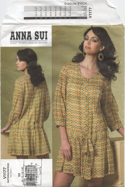 Vogue 1177 Anna Sui Drop Waist Front Tucked Dress with Drawstring Wais Patterns Central Vogue 1177 Anna Sui Drop Waist Front Tucked Dress with Drawstring Wais Patterns Central
