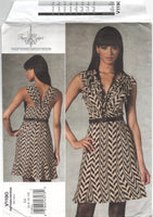 Vogue 1190 Tracy Reese Close Fitting, Front Ruffle A-Line Dress, Uncut, F/Folded, Sewing Pattern Size 6-12