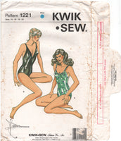 Kwik Sew 1220/1221  Women's Swimwear: One Piece Swimsuit in Two Styles, Uncut, F/Folded, Sewing Pattern Size 6-12 or 14-20