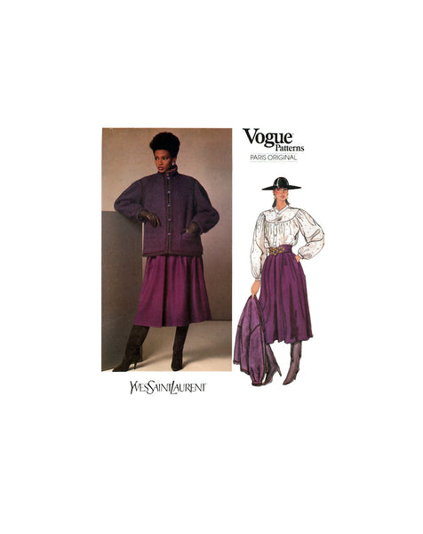 Vogue 1235 Yves Saint Laurent Jacket, Skirt and Blouse, Uncut, F/Folded, Sewing Pattern Size 14