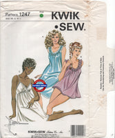 Kwik Sew 1247 Sleepwear: Nightgowns in Three Lengths and Panties, Uncut, Factory Folded Sewing Pattern Multi Size 31.5-41.5 (80-106 cm)