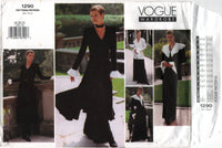 Vogue 1290 Gothic or Steampunk Style Jacket, Dress in Two Lengths, Top and Pants, Uncut, Factory Folded, Sewing Pattern Size 18-22