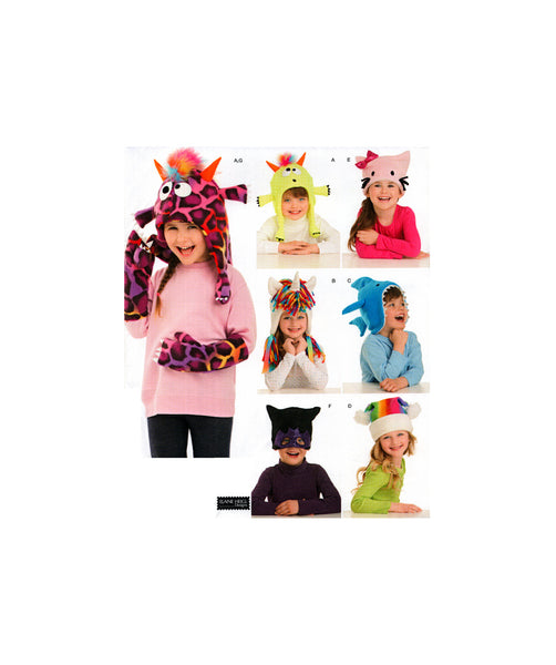 Simplicity 1292 Child's Novelty Animal Hats, Uncut, Factory Folded Sewing Pattern Size S-L