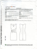 Vogue 1303 Kay Unger Fitted Lined Dress with Pleated Mid Front, Uncut, F/Folded, Sewing Pattern Size 8-16