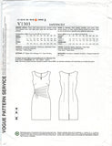 Vogue 1303 Kay Unger Fitted Lined Dress with Pleated Mid Front, Uncut, F/Folded, Sewing Pattern Size 8-16