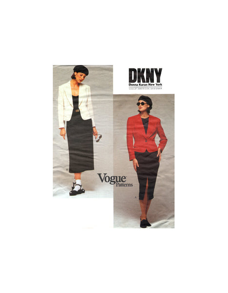 Vogue 1306 DKNY Lined Jacket and Tapered or A-Line Skirt, Uncut, F/Folded, Sewing Pattern Size 8-12