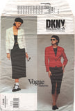Vogue 1306 DKNY Lined Jacket and Tapered or A-Line Skirt, Uncut, F/Folded, Sewing Pattern Size 8-12