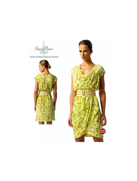 2000s Sewing Pattern: Vogue 1343 Tracy Reese Blouson, Cap Sleeve Dress, Uncut, Factory Folded, Size 8-16