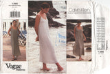 Vogue 1366 Calvin Klein Loose Fitting Dress with Neck and Tuck Variations, Uncut, F/Folded, Sewing Pattern Size 10