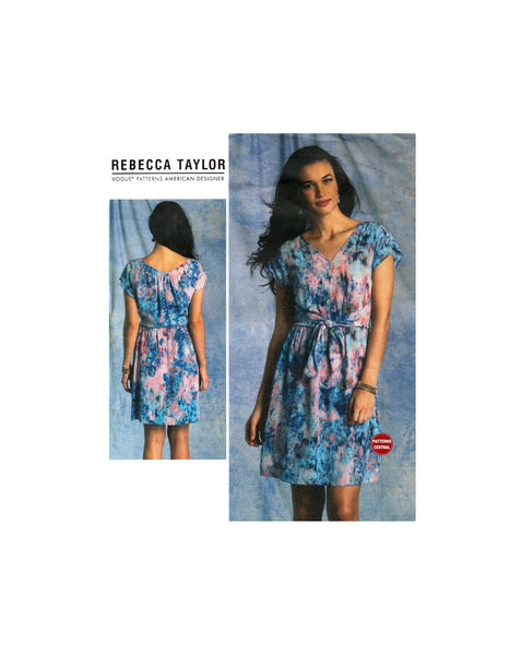2000s Sewing Pattern: Vogue 1395 Rebecca Taylor Front Tie Knot Dress with Cap Sleeves, Uncut, Factory Folded, Size 8-16