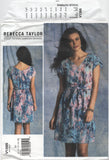 2000s Sewing Pattern: Vogue 1395 Rebecca Taylor Front Tie Knot Dress with Cap Sleeves, Uncut, Factory Folded, Size 8-16