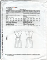 2000s Sewing Pattern: Vogue 1395 Rebecca Taylor Front Tie Knot Dress with Cap Sleeves, Uncut, Factory Folded, Size 8-16
