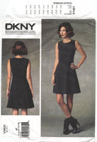 Vogue 1421 DKNY Lined Dress with Seam Detailing, Uncut, F/Folded, Sewing Pattern Size 6-14