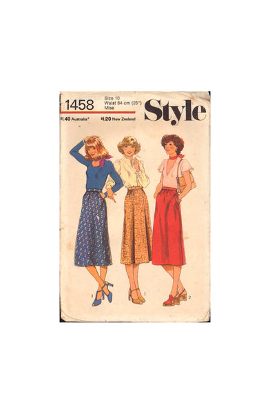 Style 1458 Sewing Pattern Skirt Size 10 Uncut Factory Folded