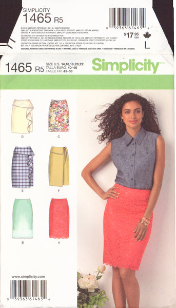 Simplicity 1465 Sewing Pattern, Misses' Skirt in Two Lengths, Size 6-14 or Size 14-22, Uncut, Factory Folded