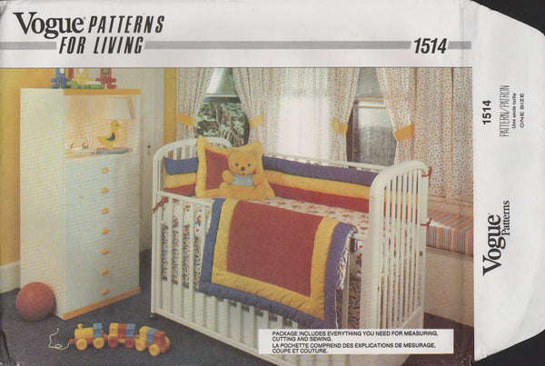 Vogue 1514 Sewing Patterns Baby Room Items, Partially Cut, Complete
