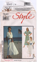 Style 1540 Blouson Shirt Dress with Full Flared Skirt, Uncut, Factory Folded, Sewing Pattern Size 10-14