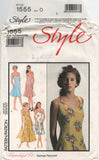Style 1555 Scoop or Sweetheart Neckline Midi Dress with Flared Skirt, Uncut, Factory Folded, Sewing Pattern Size 12-16