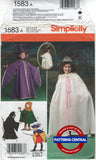 Simplicity 1583 Child's Cape, Tabard, Tunic and Hat Costumes, Uncut, Factory Folded, Size 3-8