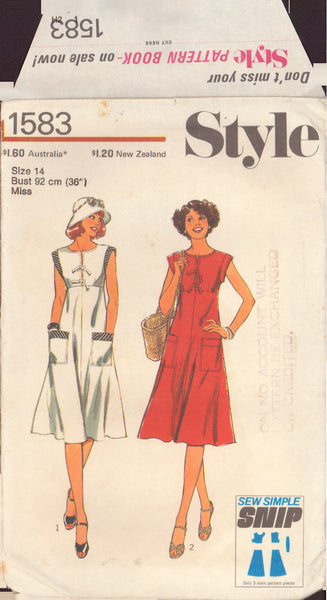 Style 1583 Sewing Pattern, Dress, Size 14, Cut, Complete