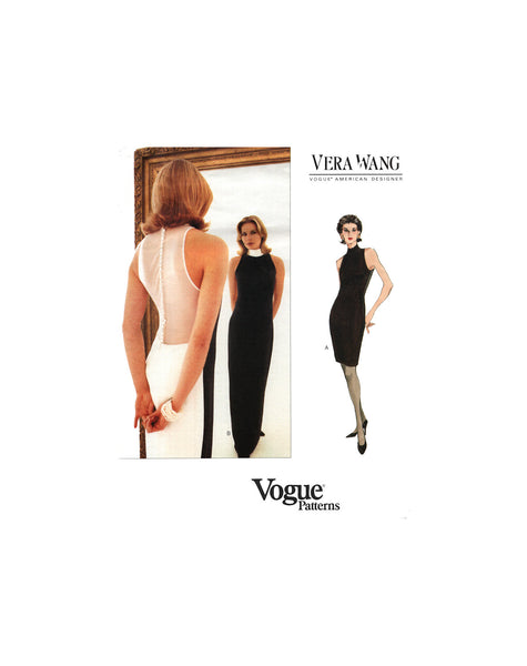 Vogue 1584 Vera Wang Fishtail Evening Bodycon Dress, Uncut, F/Folded, Sewing Pattern Size 12-16