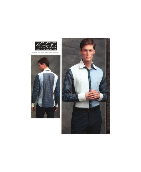 Vogue 1599 Koos van den Akker Men's Shirt, Uncut, F/Folded, Sewing Pattern Size 40-46