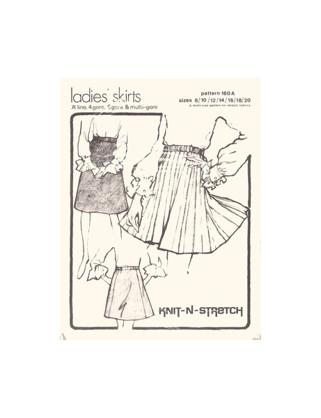 Knit-n-Stretch 160A Sewing Pattern, Ladies' Skirt, Size 8-20, Uncut, Factory Folded