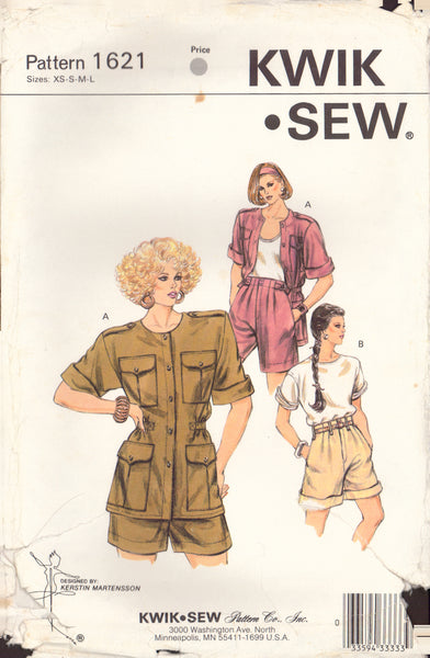 Kwik Sew 1621 Sewing Pattern, Jacket, Shorts, Size XS-S-M-L, Uncut Factory Folded