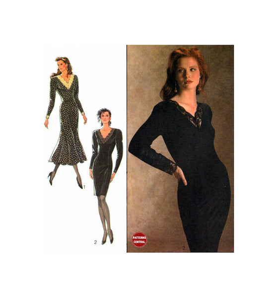 Style 1627 Close Fitting Dress with Short Straight Skirt or Long Flared Skirt, Uncut, Factory Folded, Sewing Pattern Size 8-14