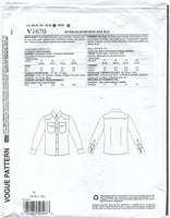 Vogue 1670 Rob Collins Men's Shirt with Topstich Detail, Uncut, F/Folded, Sewing Pattern Size 34-48