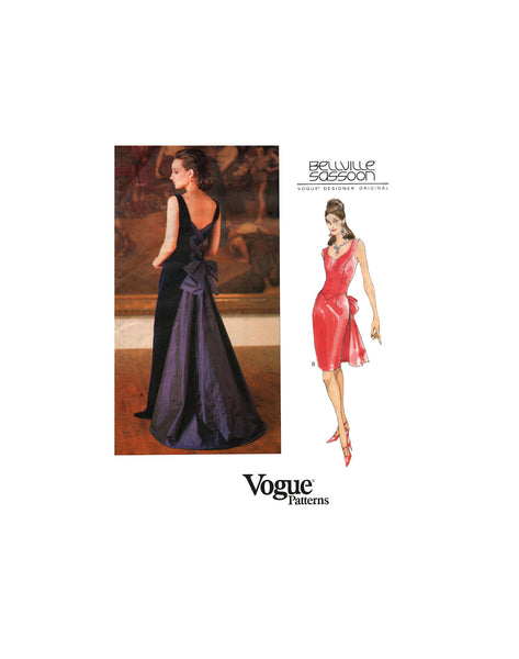 Vogue 1672 Bellville Sassoon Evening Dress with Train, Uncut, F/Folded, Sewing Pattern Size 8-12