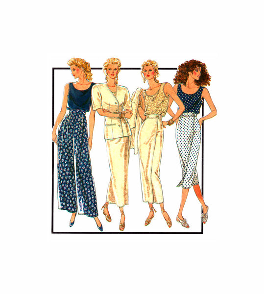 Style 1707 Short Sleeve Jacket, Sleeveless Top, Wide Leg Pants and Wrap Skirt in 2 Lengths, Uncut, F/Folded Sewing Pattern Multi Size 8-18