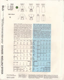Vogue 1710 Sewing Pattern, Top and Skirt, Size 8, Cut, Complete