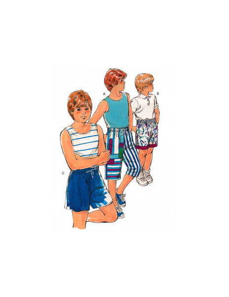 Kwik Sew 1717/ 1718 Boy's Shorts in Three Lengths, Uncut, F/Folded, Sewing Pattern Size 4-7 or 8-14