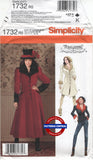 Simplicity 1732 Women's Victorian or Steampunk Style Coat and Jacket, Uncut, Factory Folded, Bust 36-44