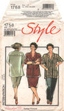 Style 1758 Loose Fitting Utility Style Shirt, Front Tucked Trousers and Skirt, Uncut, Factory Folded Sewing Pattern Plus Size 18-24