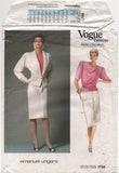 Vogue 1766 Emanuel Ungaro Lined Above Hip Jacket, Skirt and Blouse with Shoulder Drape, U/C, F/Folded, Sewing Pattern Size 12
