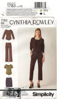 Simplicity 1783 Cynthia Rowley Long or Short Sleeve Blouse, Skirt and Cropped Pants, Uncut, Factory Folded Sewing Pattern Multi Size 4-12