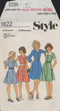 Style 1822 Sewing Pattern, Girls' Dress, Size 10, Cut, Complete