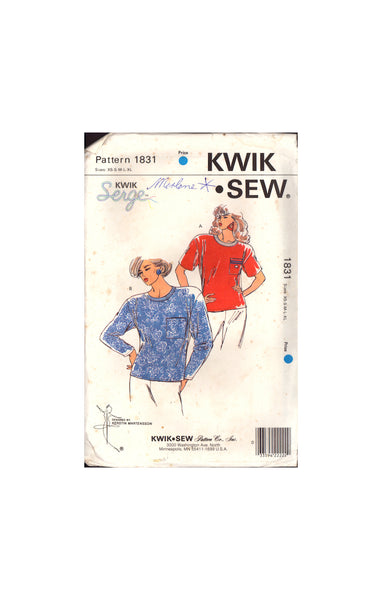 KwikSew 1831 Sewing Pattern Top Size XS-S-M-L-XL Uncut Factory Folded