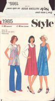 Style 1985 Sewing Pattern, Maternity Dress, Pinafore or Tunic, Size 12, Cut, Complete
