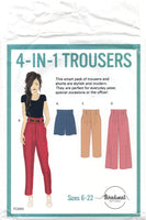 Threadcount 2002 High Waist, Pleated Trousers and Shorts, Uncut, Factory Folded Sewing Pattern Multi Plus Size 6-22