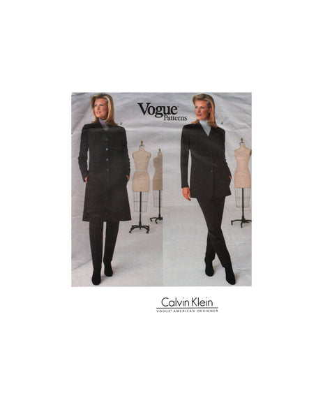 Vogue 2005 Calvin Klein Jacket in Two Lengths, Top and Pants, Uncut, F/Folded, Sewing Pattern Size 8-12